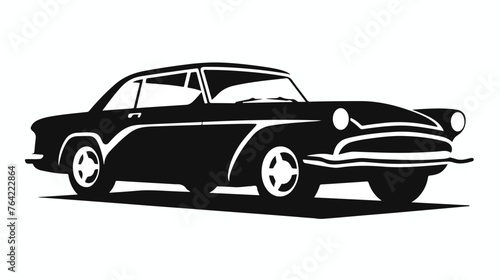 Simple Vector Design of a Car in Black  sillouette