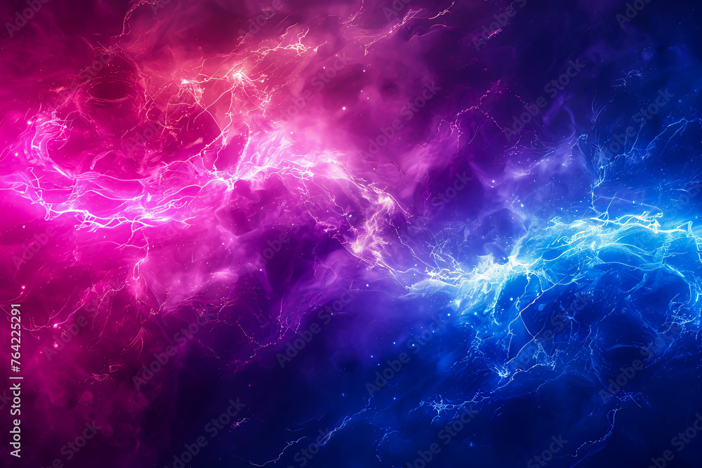 Abstract energy concept, blue lightning and electricity effect on dark background
