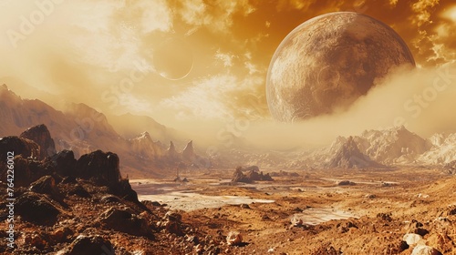 Atmospheric Planet with Volcanic Landscape