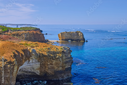 Panoramic view of Australia's rugged southern coast on a beautiful summer morning.