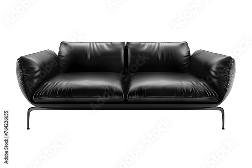 Black Sofa. Modern furniture isolated on transparent Background