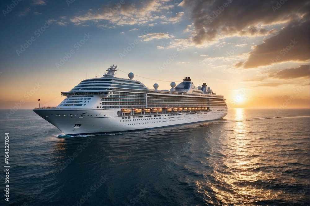 Large Cruise Liner in the Middle of the Ocean Large Cruise Liner in the Middle of the Ocean