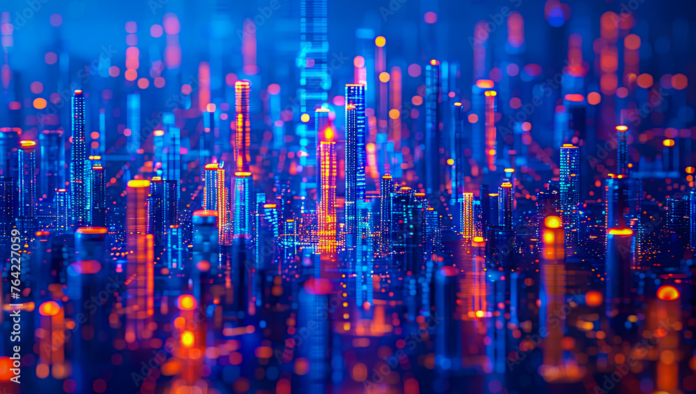 Futuristic city with digital network connectivity, abstract technology and urban skyline concept Futuristic city with digital network connectivity, abstract technology and urban skyline concept