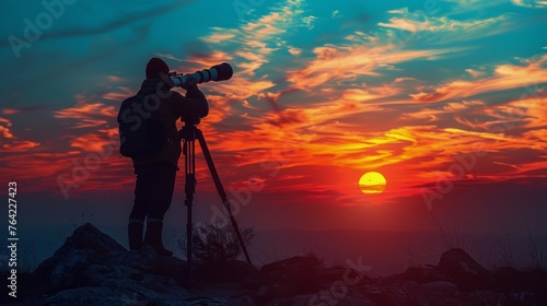 Person Observing Sun With Telescope © olegganko