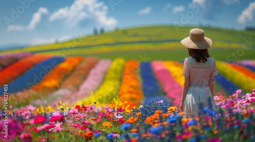 Colorful Flowers Field Under Sun