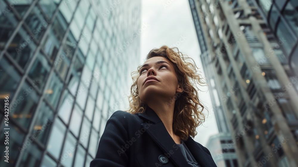 Fototapeta premium Business person on the road, dramatic.