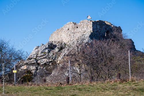 Photography Part of Devín Castle on a rocky cliff. Autumn. Sunny.