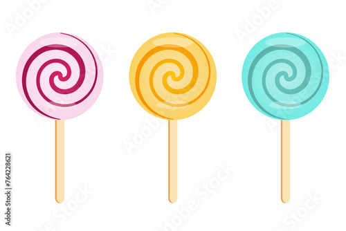 Set of candy illustrations on a white background for print, wall art, wallpaper, books, website, decoration