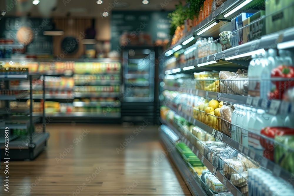 Busy Grocery Store Stocked With Variety of Food Items