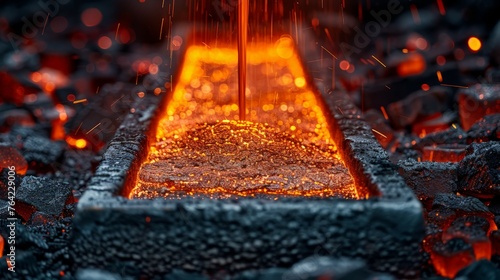 Molten Metal Melting in a Large Furnace photo