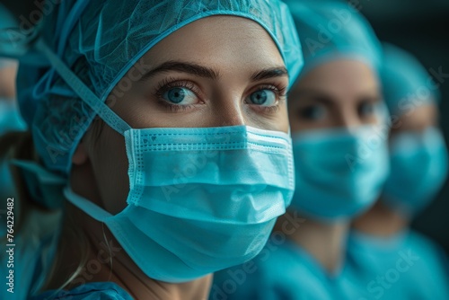 Woman in Surgical Mask Looking at Camera