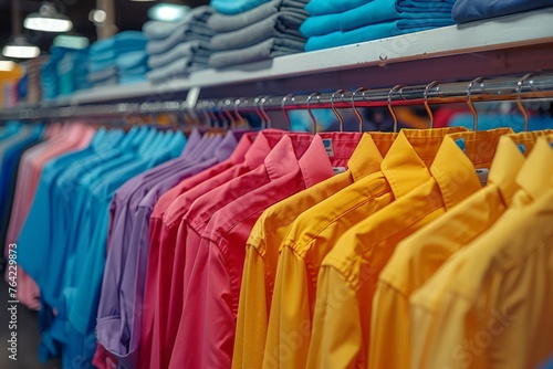 Row of Colorful Shirts on Display