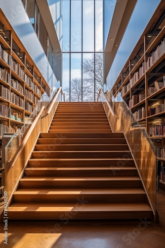 Modern sun flooded library