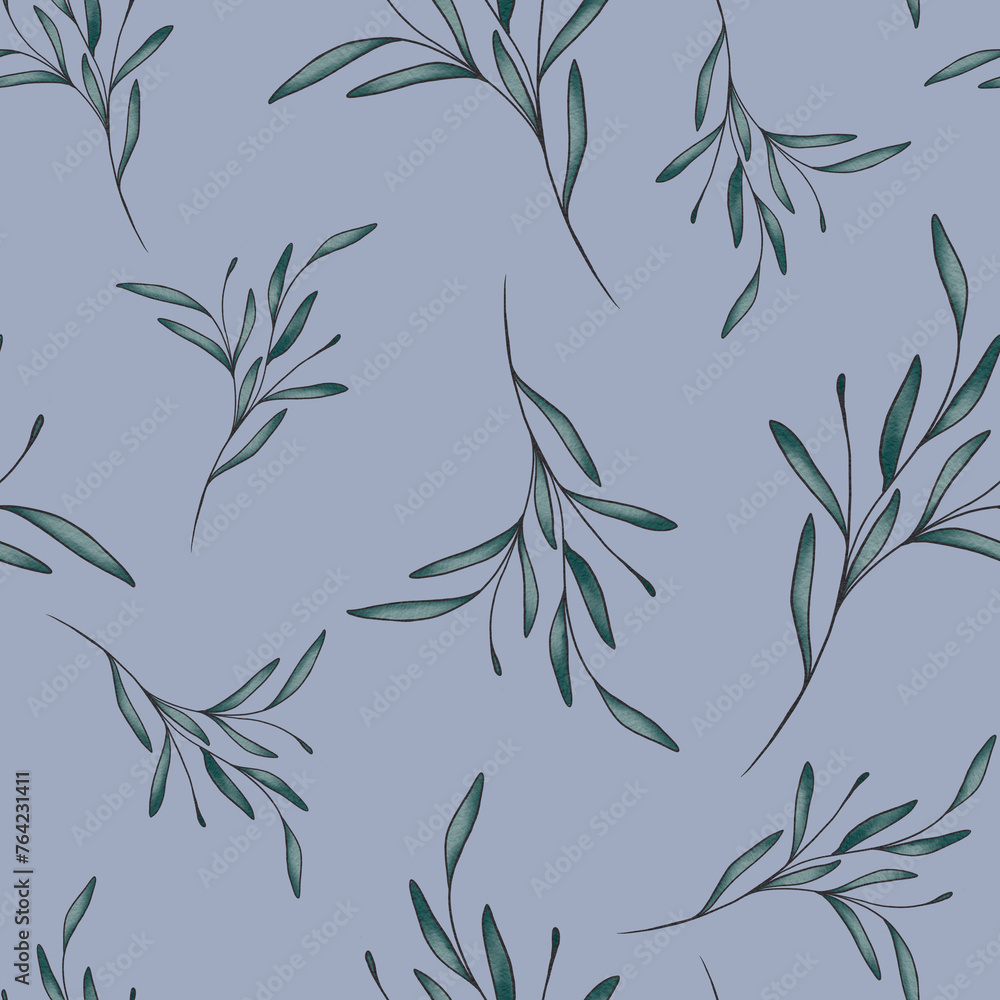 Naklejka premium Botanical seamless pattern with edelweiss flowers and leaves, illustration for textile print, wallpaper, wrapping paper, wattle, card, letter, wedding, holiday, packing