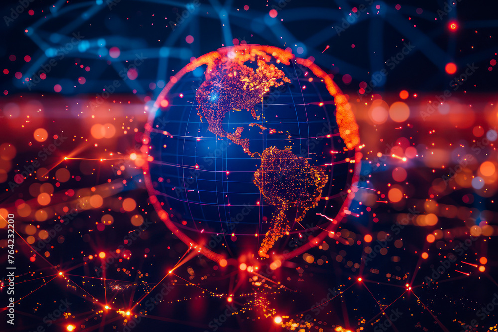 Fototapeta premium The globe surrounded by communication networks
