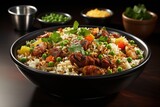 Biryani rice in bowl Indian desi food Generative AI