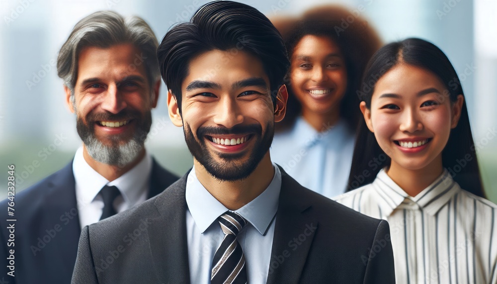 Smiling diverse business people's headshot portraits. People look at the camera. Smiling diverse business people's headshot portraits. People look at the camera.