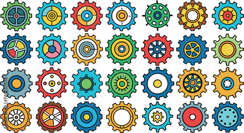 gear wheels icons in flat style