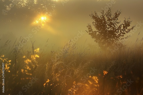 Goldene Morgensonne in der Natur, atmosphärischer Hintergrund 