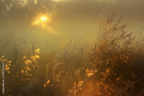 Goldene Morgensonne in der Natur, atmosphärischer Hintergrund 