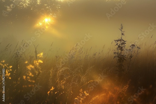 Goldene Morgensonne in der Natur, atmosphärischer Hintergrund 