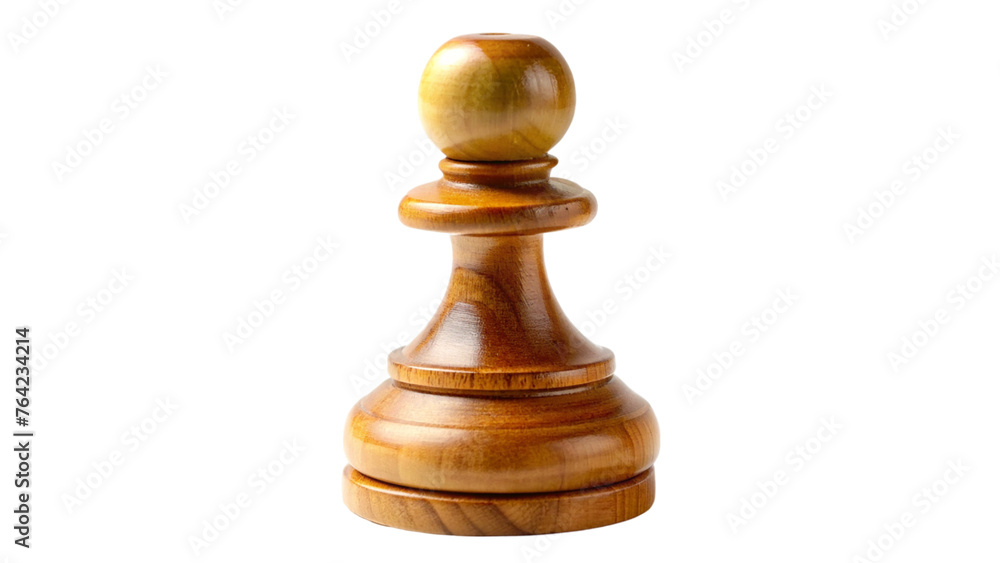 Wooden pawn chess piece . isolated on transparent background.