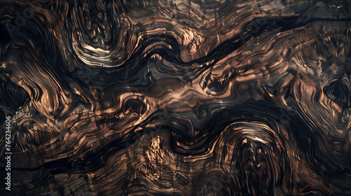 Wood texture, Dark swirling wood grain pattern. Abstract organic background for design and print with rich textures and depth © Udari