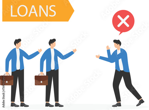 Business leader waiting on line for a loan and stop. Business finance vector illustration

