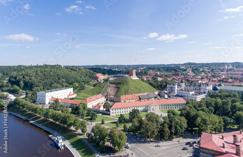 Vilnius City Old Town, Lithuania. River Neris, Gediminas Tower and Castle in Background