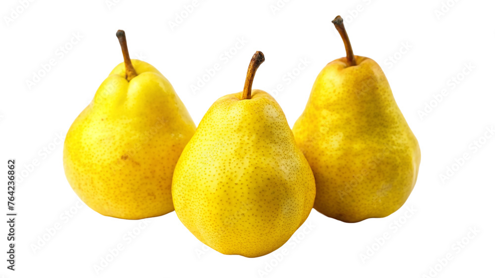 Three fresh yellow pears. isolated on transparent background. Three fresh yellow pears. isolated on transparent background.