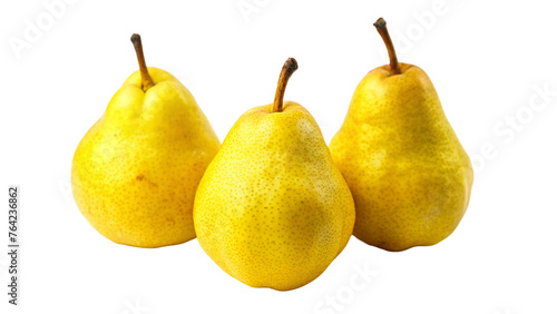 Three fresh yellow pears. isolated on transparent background.