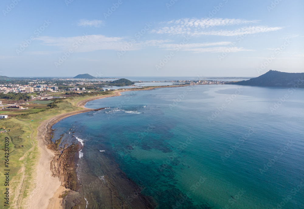 Island of Jeju-do in South Korea. Seogwipo City. Drone. Beautiful Nature and Landscape Island of Jeju-do in South Korea. Seogwipo City. Drone. Beautiful Nature and Landscape