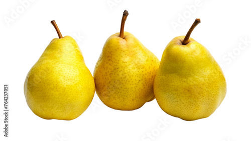 Three fresh yellow pears. isolated on transparent background.