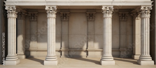 A close up view of a series of pillars lined up in a row, each topped with a clock mechanism