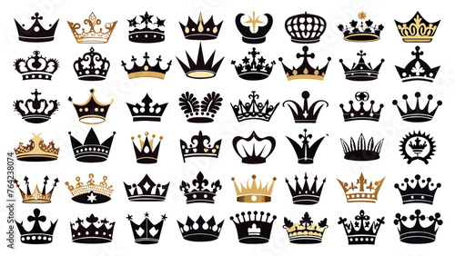 crown heraldic silhouette icons