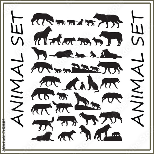 Wild animal Silhouette set  Animal silhouette