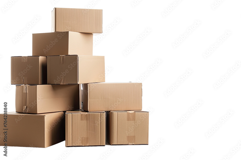 Stacked cardboard boxes. Isolated on a pure white background Stacked cardboard boxes. Isolated on a pure white background