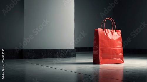 Shopping Bag mockup in floor in empty room 