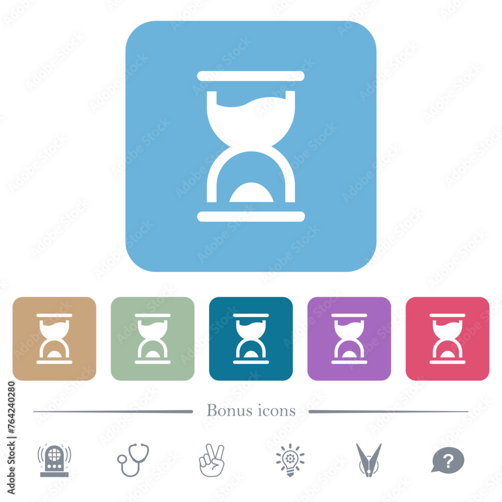 Sandglass alternate flat icons on color rounded square backgrounds