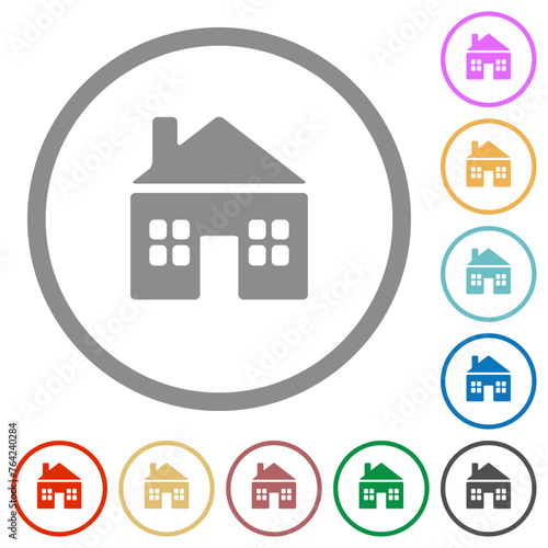 Cottage solid flat icons with outlines photo