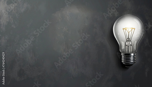 Bright White Light Bulb Illustration a Gray Wall, Symbolizing Learning and Education