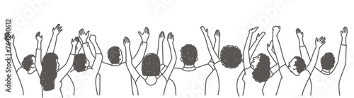 Group of people are standing in a line