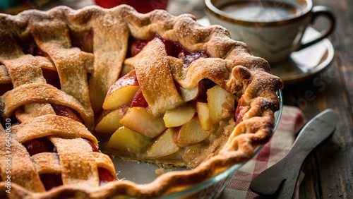 Apple pie fruit dessert food sweet bakery concept close-up (ID: 764240630)