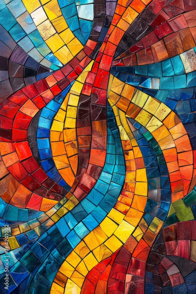 Fototapeta premium Colorful Tile Bird Painting