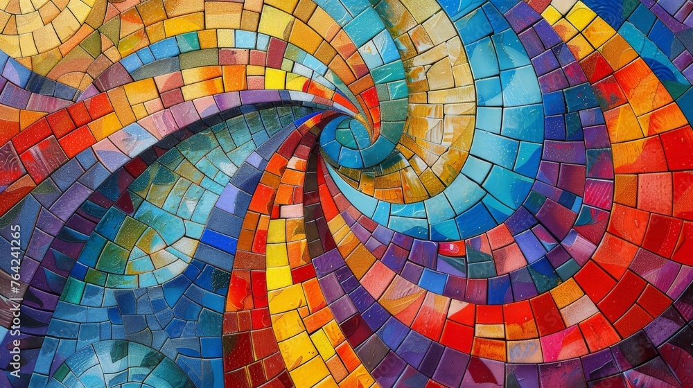 Fototapeta premium Colorful Wave Tile Mosaic