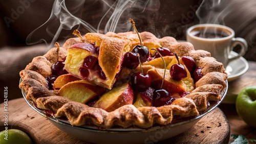 Apple pie fruit with cinnamon bakery dessert food (ID: 764241836)
