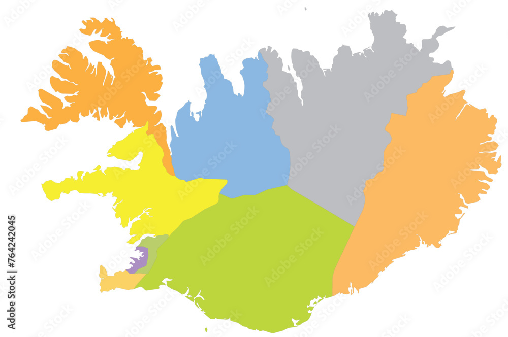 Obraz premium Outline of the map of Iceland with regions