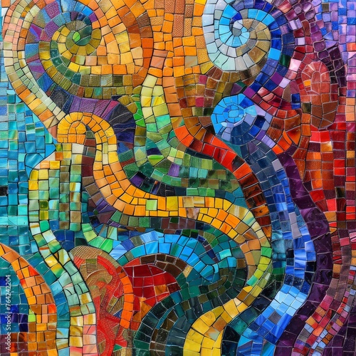 Vibrant Mosaic Tile Painting