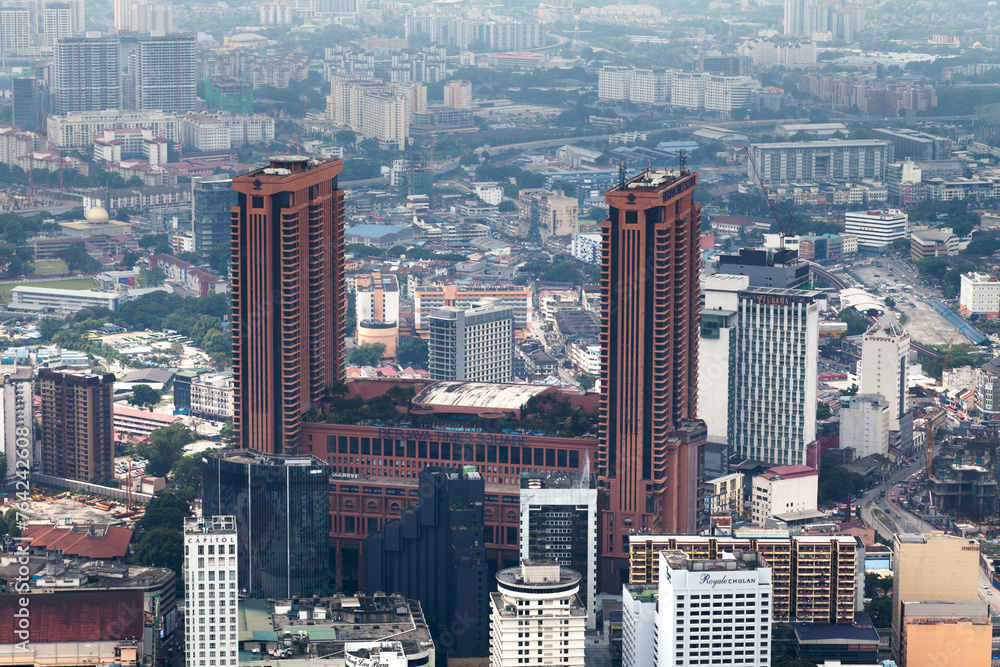 Fototapeta premium Aerial view of the Berjaya Times Square in Kuala Lumpur
