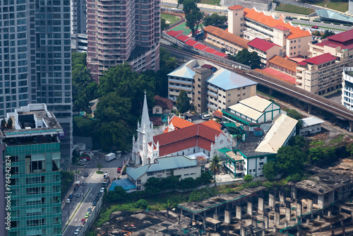 Photography Aerial view of the St. Anthony's Church in Kuala Lumpur